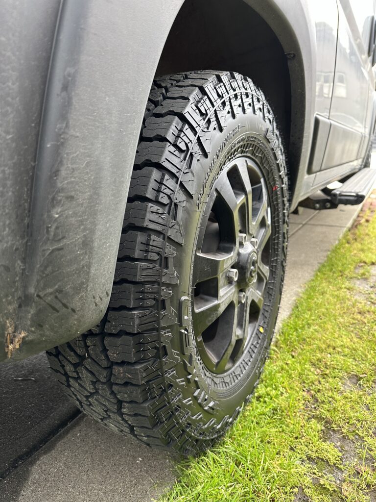 falken wildpeak at4w tire on grass