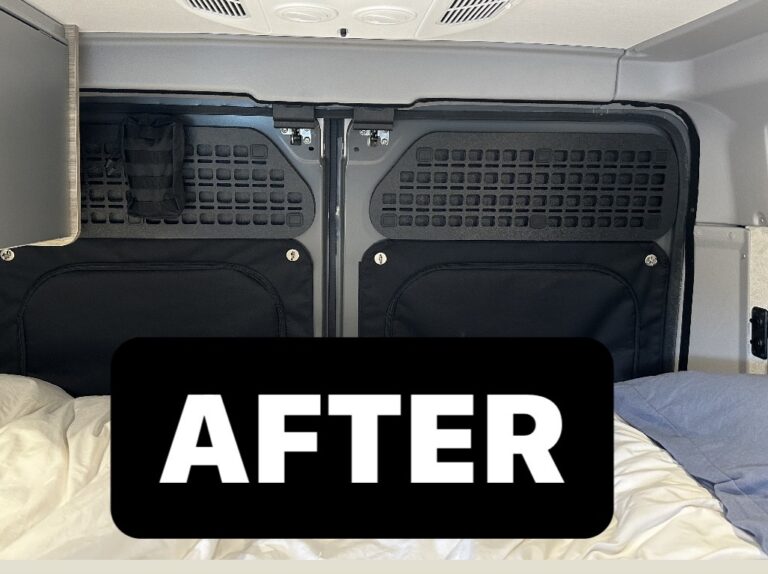 inside van view after the molle panels installed