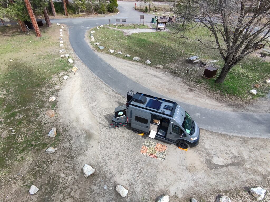 aerial view of wawona campsite and our van