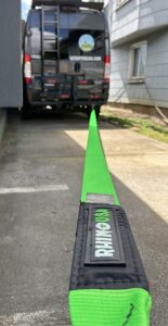 rhino usa tow strap stretched out on promaster tow point
